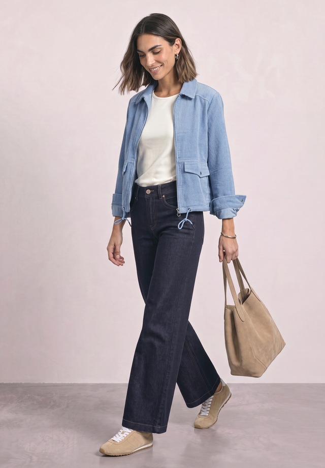 STREET ONE Cordjacke ohne Kapuze mit Tunnelzugsaum