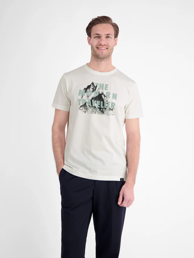 LERROS T-Shirt »T-Shirt aus Baumwolle mit lässigem Frontprint und O-Neck«