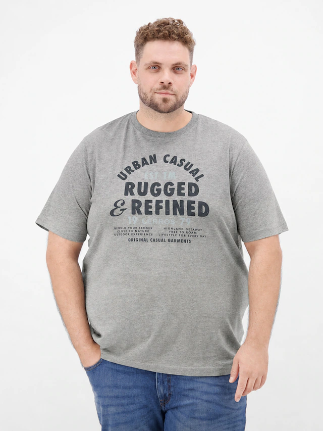 LERROS Rundhalsshirt »Baumwoll-T-Shirt mit lässigem Logo-Print in großen Größen«