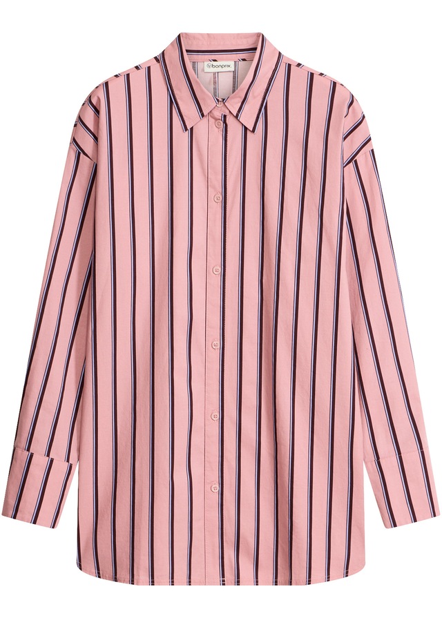 bonprix Hemdbluse Oversize-Passform, hüftbedeckende Länge, mit überschnittener Schulter