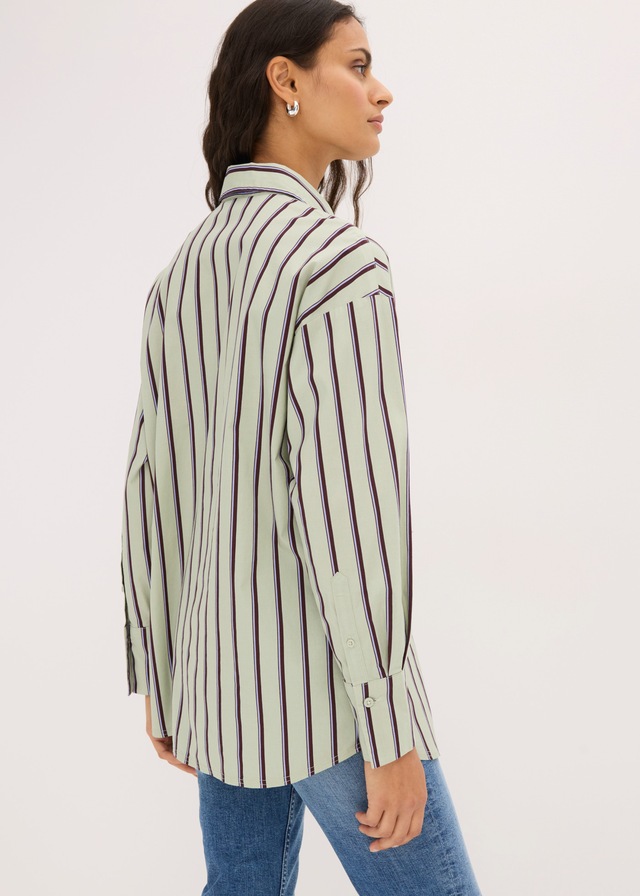 bonprix Hemdbluse Oversize-Passform, hüftbedeckende Länge, mit überschnittener Schulter