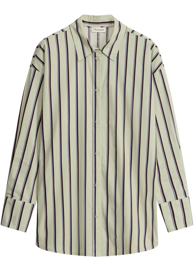 bonprix Hemdbluse Oversize-Passform, hüftbedeckende Länge, mit überschnittener Schulter