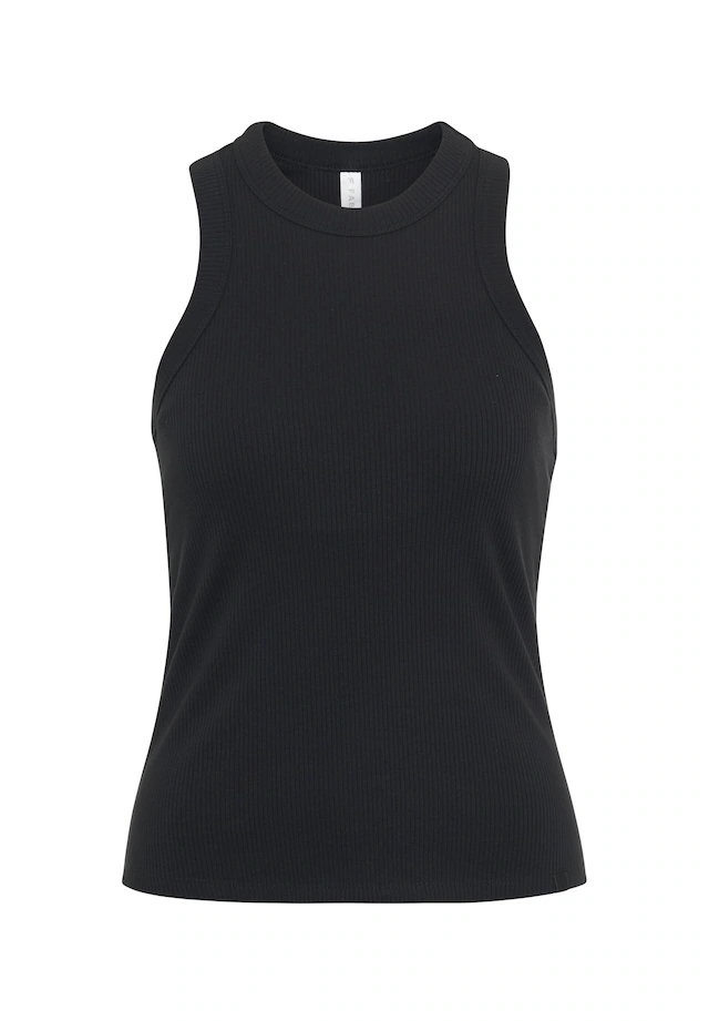 Fabletics Tanktop »Fabletics Top High Neck Rib mit integriertem BH« gerippte Textur, geschwungene Träger
