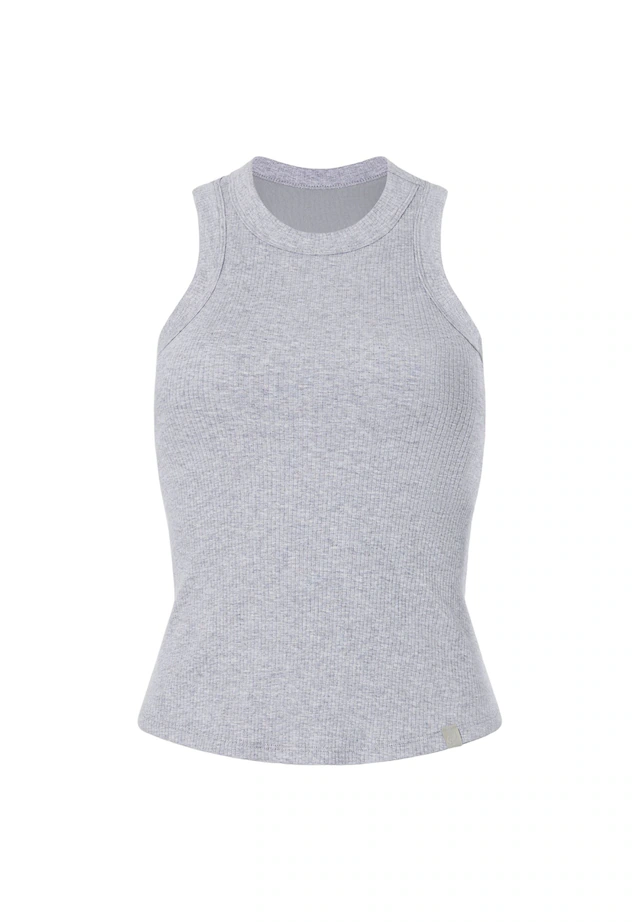 Fabletics Tanktop »Fabletics Top High Neck Rib mit integriertem BH« gerippte Textur, geschwungene Träger