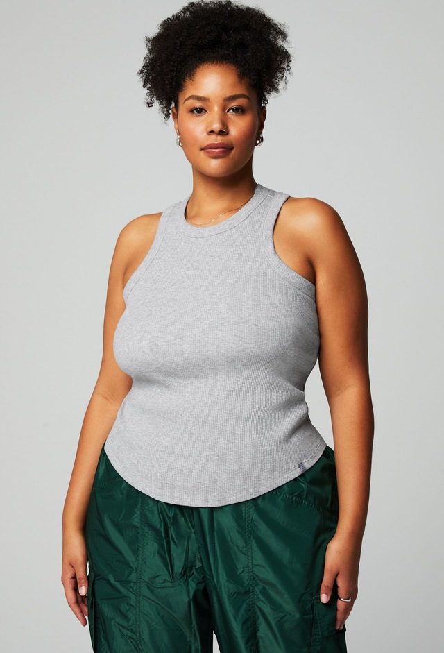Fabletics Tanktop »Fabletics Top High Neck Rib mit integriertem BH« gerippte Textur, geschwungene Träger