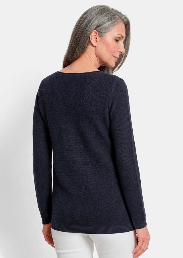 GOLDNER Rundhalspullover »Kurzgröße Strickpullover mit U-Boot-Ausschnitt« rollbündchen am Ausschnitt