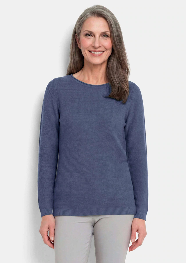 GOLDNER Rundhalspullover »Kurzgröße Strickpullover mit U-Boot-Ausschnitt« rollbündchen am Ausschnitt