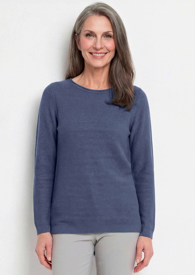 GOLDNER Rundhalspullover »Kurzgröße Strickpullover mit U-Boot-Ausschnitt« rollbündchen am Ausschnitt