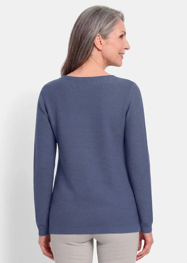 GOLDNER Rundhalspullover »Kurzgröße Strickpullover mit U-Boot-Ausschnitt« rollbündchen am Ausschnitt