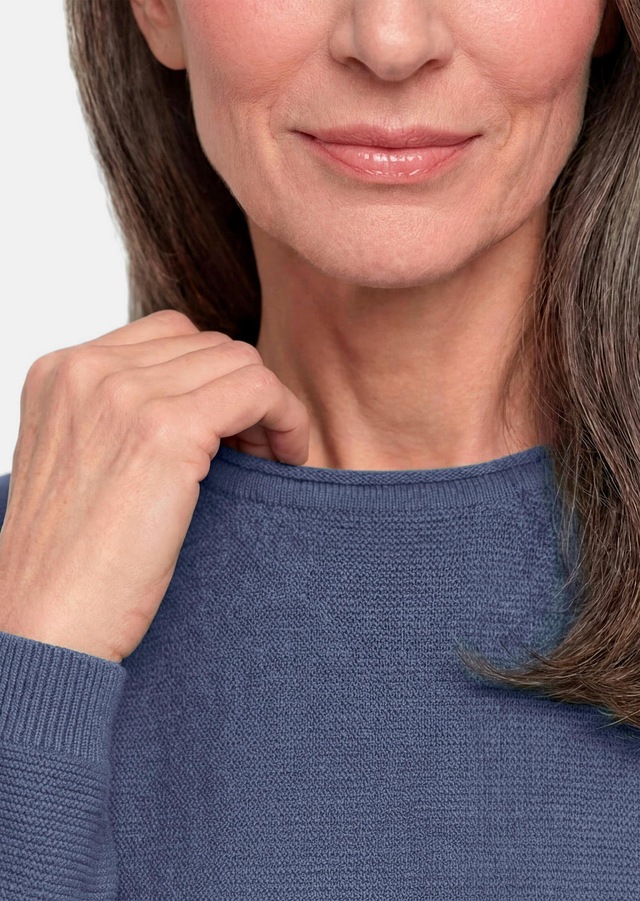 GOLDNER Rundhalspullover »Kurzgröße Strickpullover mit U-Boot-Ausschnitt« rollbündchen am Ausschnitt