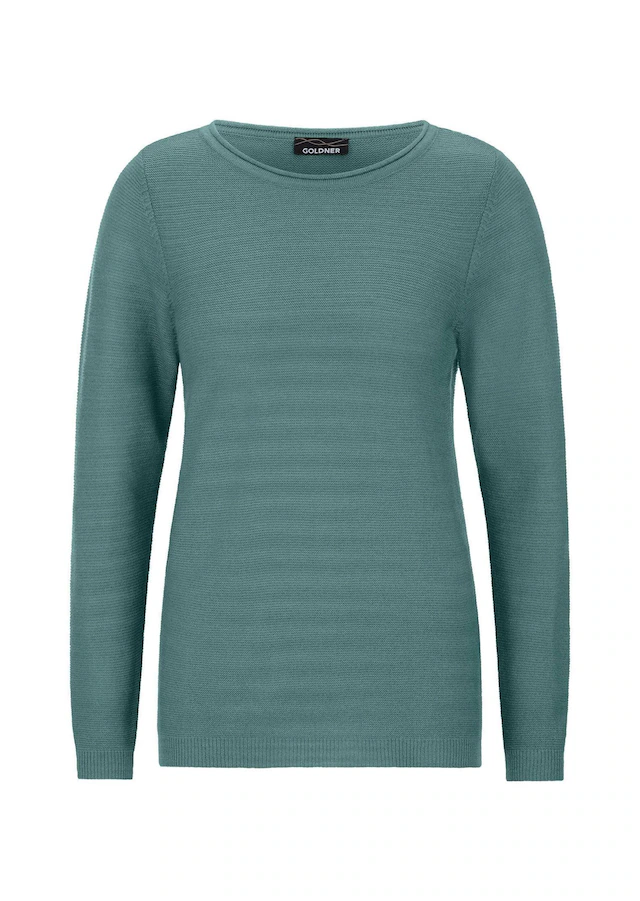 GOLDNER Rundhalspullover »Kurzgröße Strickpullover mit U-Boot-Ausschnitt« rollbündchen am Ausschnitt