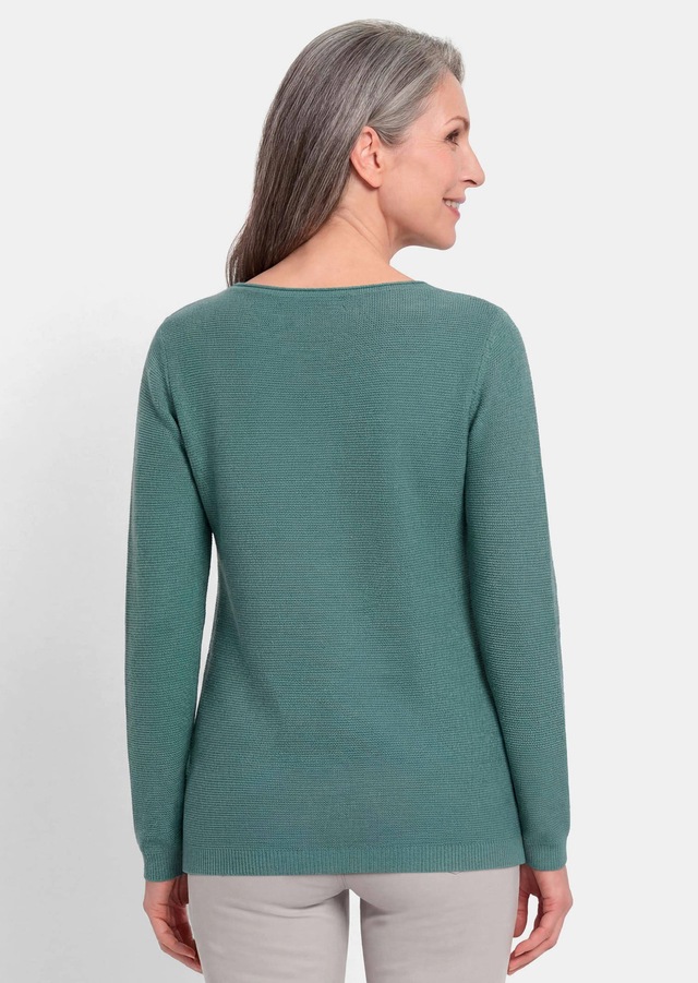 GOLDNER Rundhalspullover »Kurzgröße Strickpullover mit U-Boot-Ausschnitt« rollbündchen am Ausschnitt