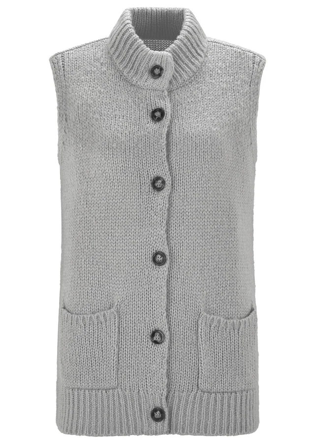 GOLDNER Strickjacke »Strickweste mit Knopfleiste« aufgesetze Taschen