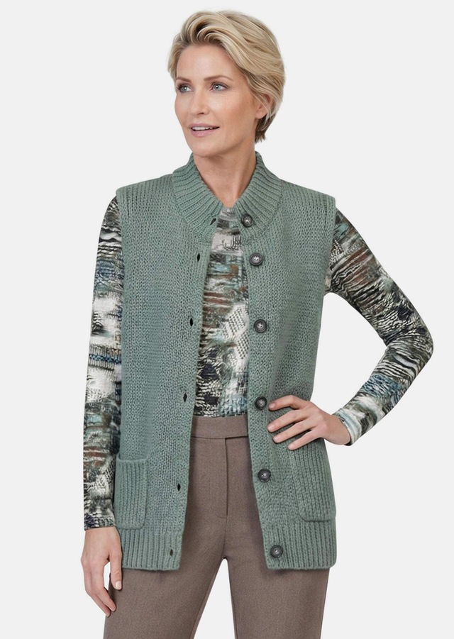 GOLDNER Strickjacke »Kurzgröße Strickweste mit Knopfleiste« aufgesetze Taschen