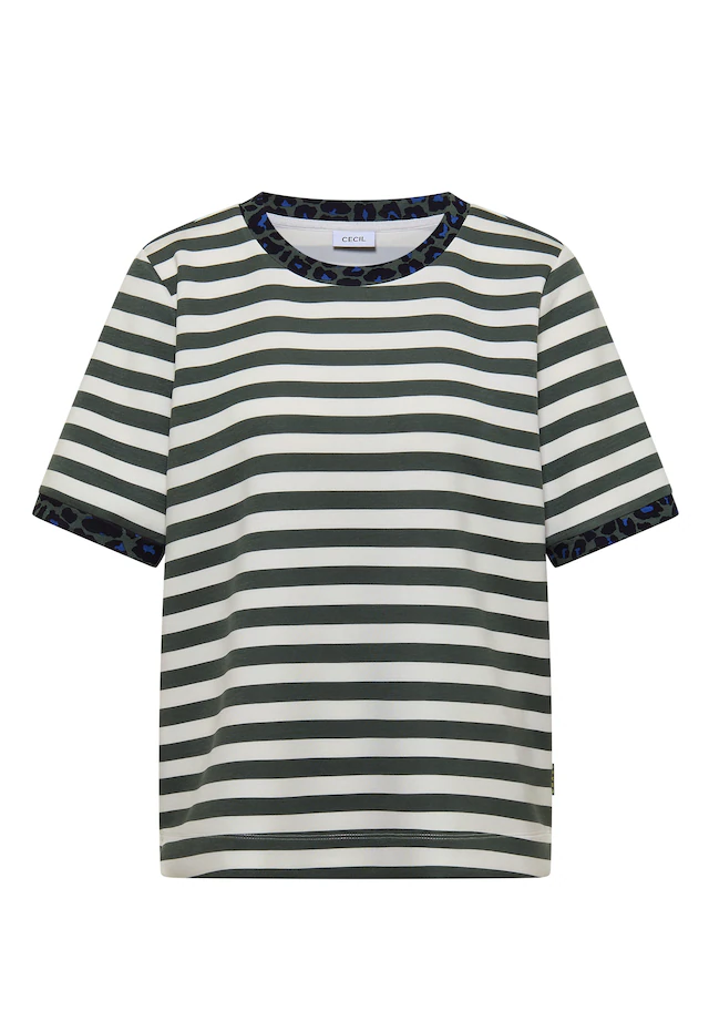 Cecil T-Shirt mit Animal-Print Details, Softer Viskosemix, Rundhals