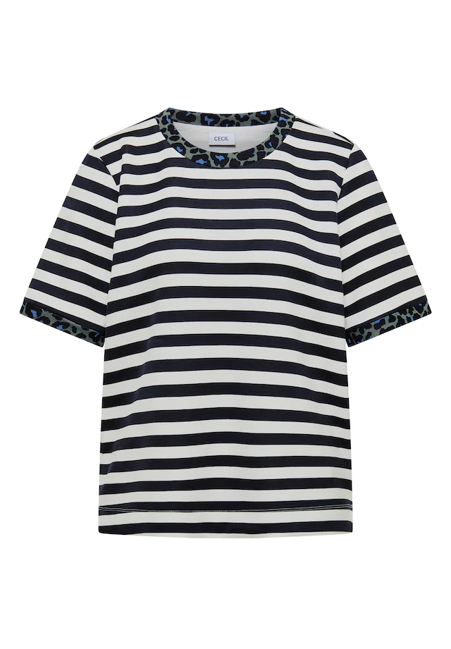 Cecil T-Shirt mit Animal-Print Details, Softer Viskosemix, Rundhals
