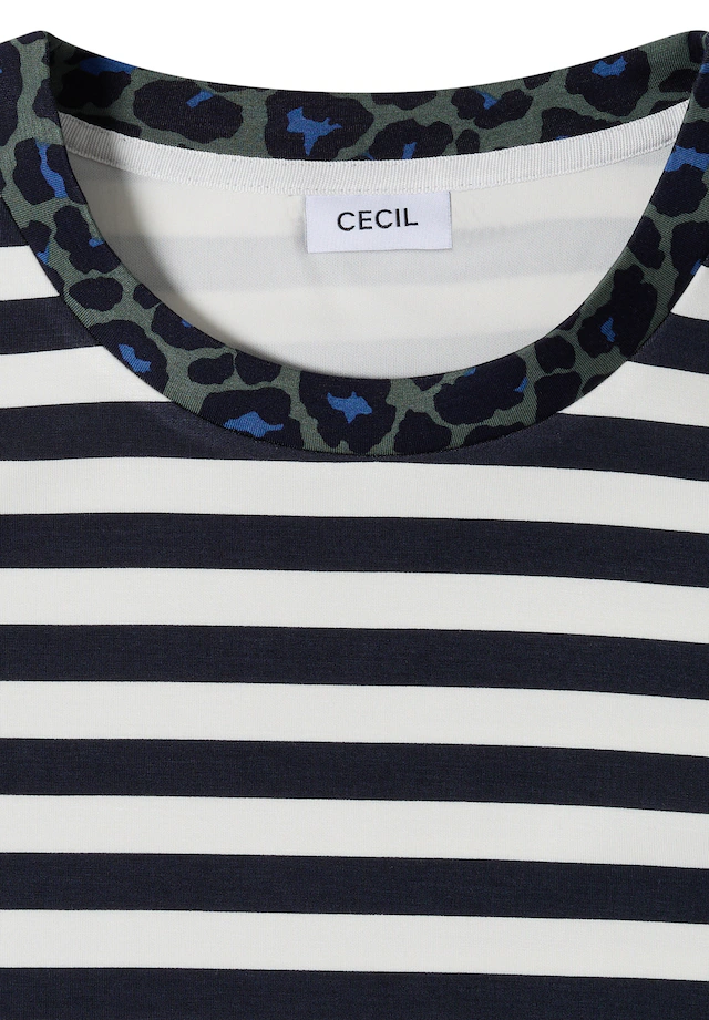 Cecil T-Shirt mit Animal-Print Details, Softer Viskosemix, Rundhals