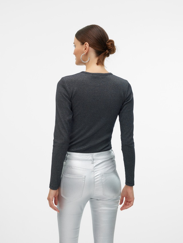 Vero Moda Langarmshirt »VMCHLOE LUREX LS SHORT TOP JRS NOOS« Baumwollmischung, Glitzer-Effekt