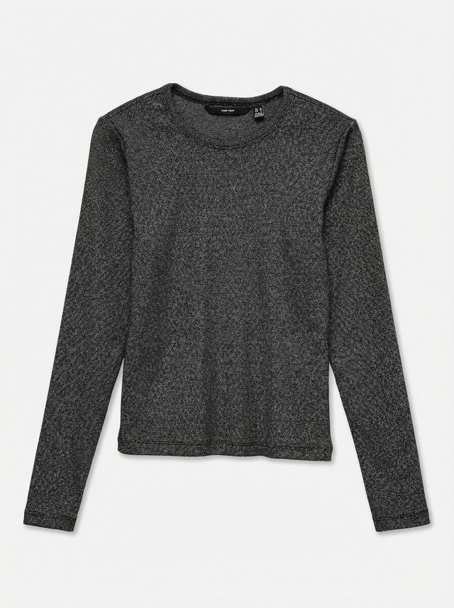 Vero Moda Langarmshirt »VMCHLOE LUREX LS SHORT TOP JRS NOOS« Baumwollmischung, Glitzer-Effekt