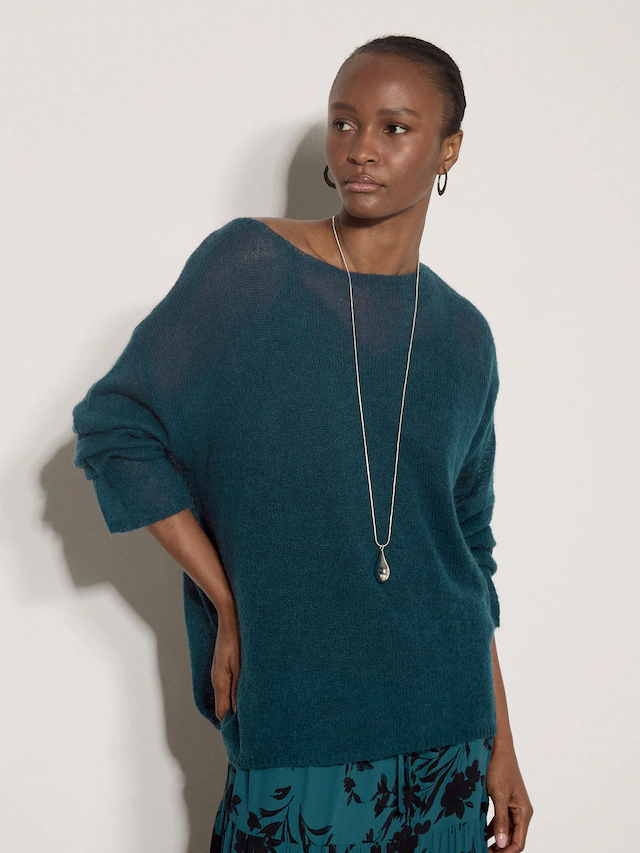 Apricot Strickpullover »Leichter, gebürsteter Oversize-Pullover« mit U-Boot-Ausschnitt