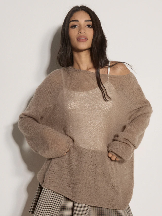 Apricot Strickpullover »Leichter, gebürsteter Oversize-Pullover« mit U-Boot-Ausschnitt