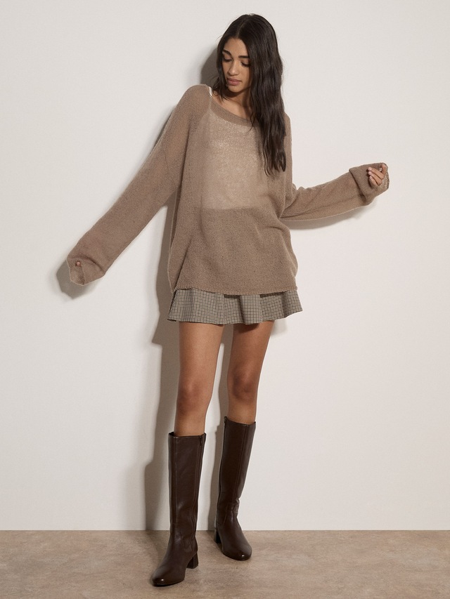 Apricot Strickpullover »Leichter, gebürsteter Oversize-Pullover« mit U-Boot-Ausschnitt
