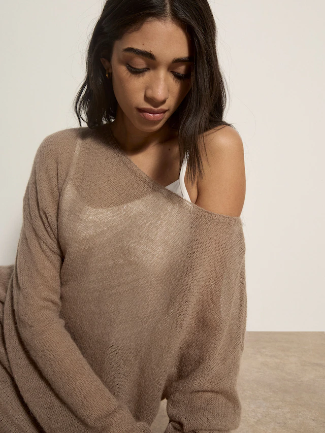 Apricot Strickpullover »Leichter, gebürsteter Oversize-Pullover« mit U-Boot-Ausschnitt