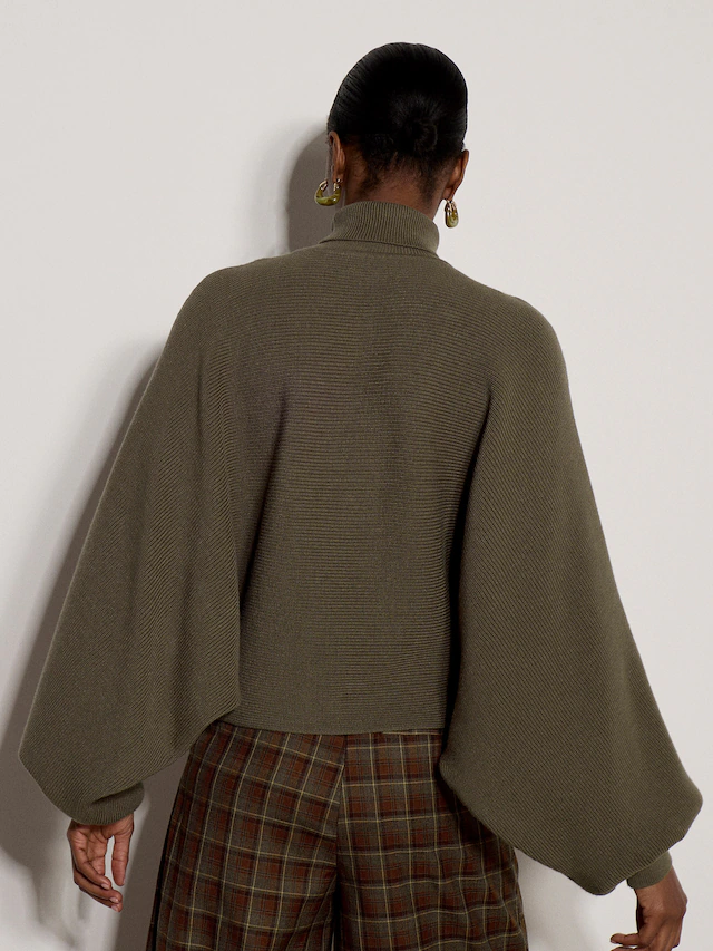 Apricot Fledermauspullover »Gestrickter Cape-Pullover mit Fledermausärmeln« mit Rollkragen