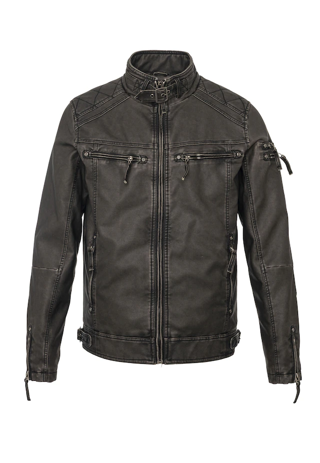 Cipo & Baxx Bikerjacke »Winterjacke« ohne Kapuze im unifarbenen Look