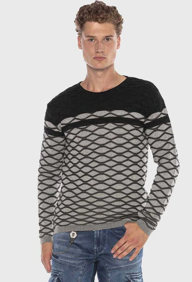 Cipo & Baxx Rundhalspullover »Cipo & Baxx Pullover« mit modernem Muster