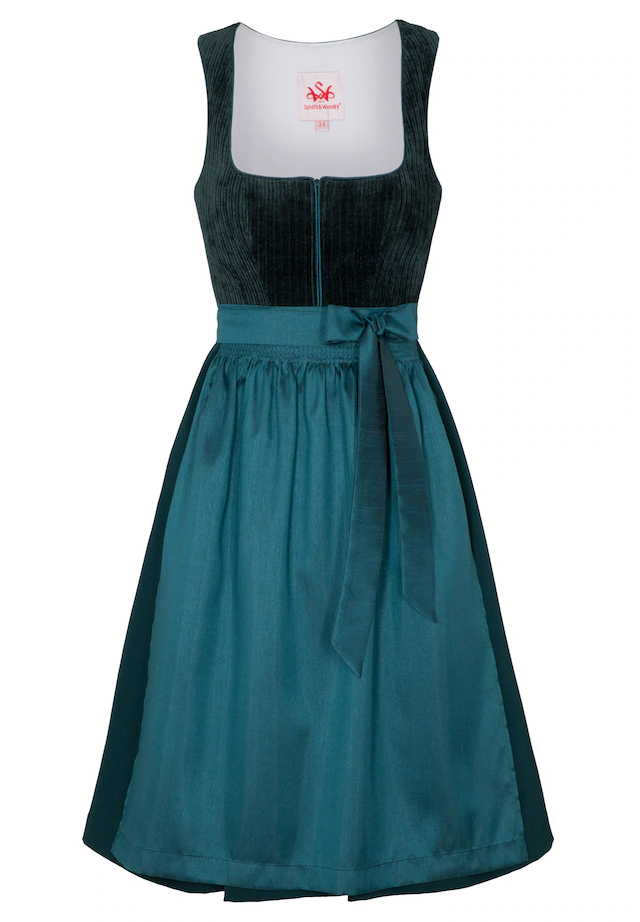 Spieth & Wensky Dirndl »Grant« samtiges Oberteil mit Cordoptik