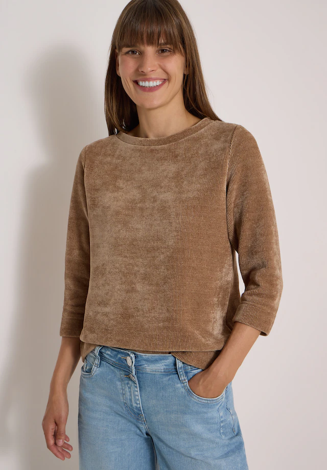 Cecil 3/4-Arm-Shirt aus Cord mit Boat Neck