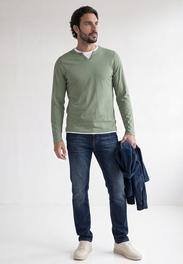 STREET ONE MEN Langarmshirt aus reiner Baumwolle