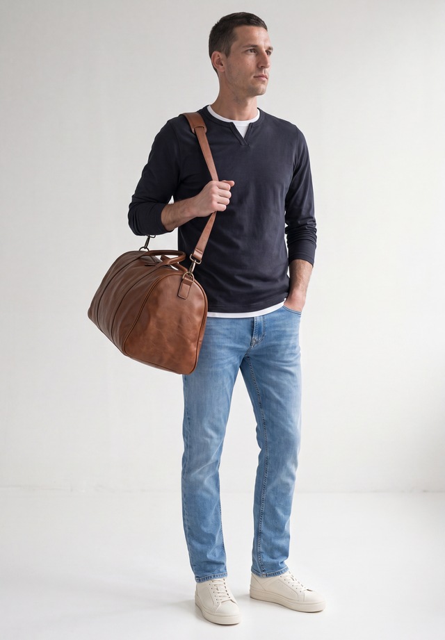 STREET ONE MEN Langarmshirt aus reiner Baumwolle