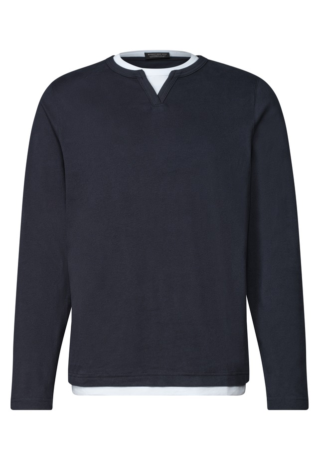 STREET ONE MEN Langarmshirt aus reiner Baumwolle