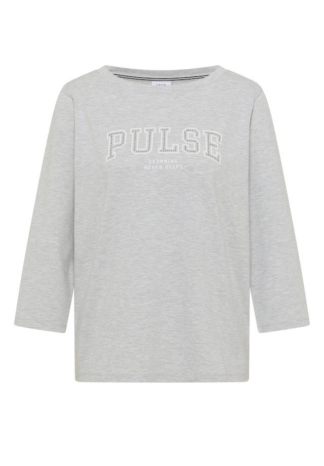 Cecil 3/4-Arm-Shirt mit Boat Neck und Print / Wording Artwork