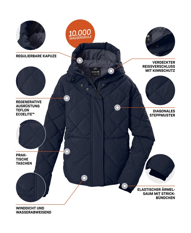 G.I.G.A. DX by killtec Steppjacke »GW 27 WMN QLTD JCKT« Wasserabweisende Damen Steppjacke mit regulierbarer Kapuze