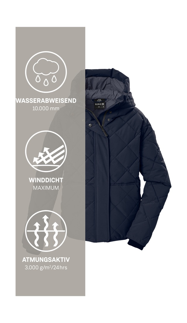 G.I.G.A. DX by killtec Steppjacke »GW 27 WMN QLTD JCKT« Wasserabweisende Damen Steppjacke mit regulierbarer Kapuze