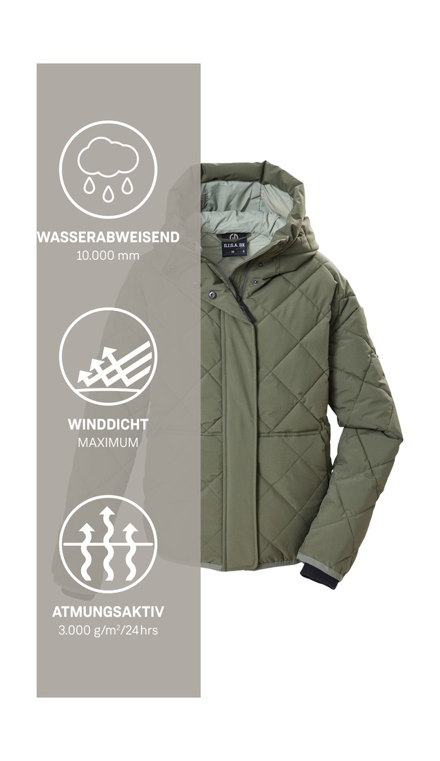 G.I.G.A. DX by killtec Steppjacke »GW 27 WMN QLTD JCKT« Wasserabweisende Damen Steppjacke mit regulierbarer Kapuze