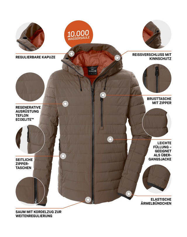 G.I.G.A. DX by killtec Steppjacke »GW 15 MN QLTD JCKT« Winddichte, wasserabweisende Herren Steppjacke mit Teflon EcoElite™