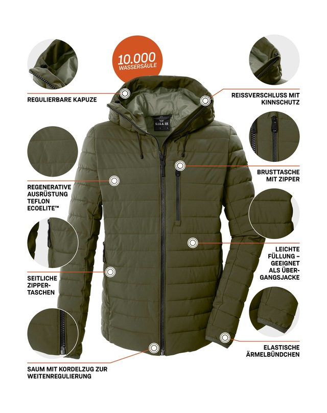 G.I.G.A. DX by killtec Steppjacke »GW 15 MN QLTD JCKT« Winddichte, wasserabweisende Herren Steppjacke mit Teflon EcoElite™