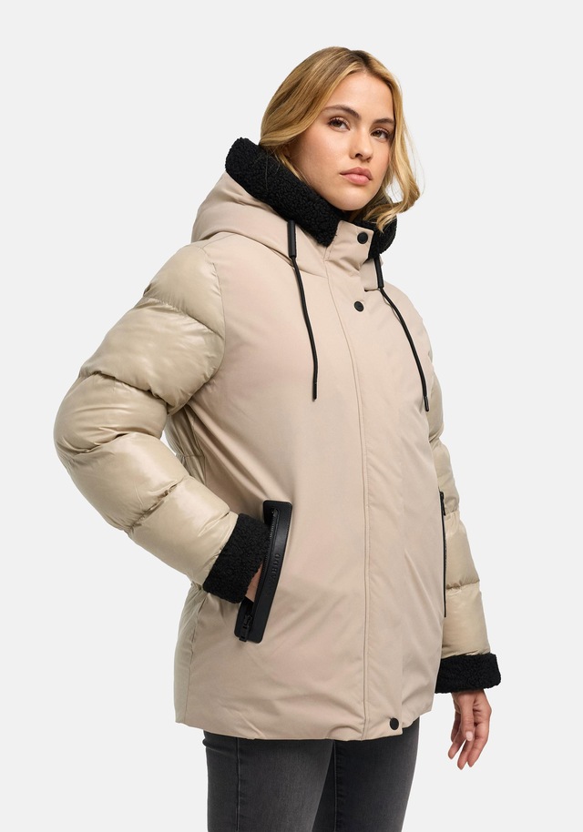 Navahoo Winterjacke »Herzschmelz 14« mit Kapuze Warme Damen Jacke mit Teddy-Kunstfell Details
