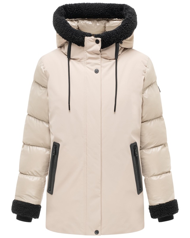 Navahoo Winterjacke »Herzschmelz 14« mit Kapuze Warme Damen Jacke mit Teddy-Kunstfell Details