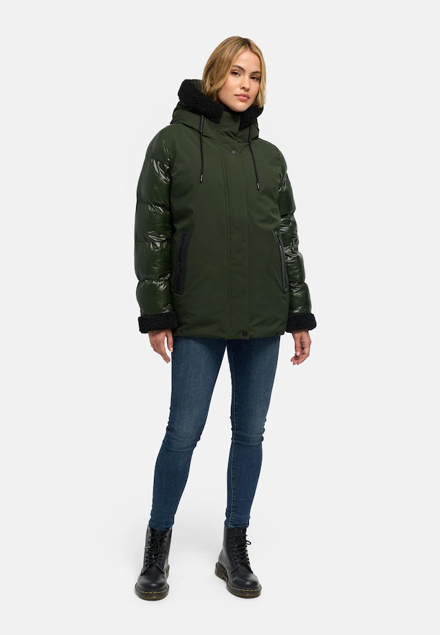 Navahoo Winterjacke »Herzschmelz 14« mit Kapuze Warme Damen Jacke mit Teddy-Kunstfell Details