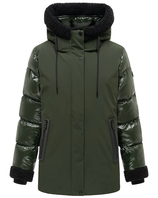 Navahoo Winterjacke »Herzschmelz 14« mit Kapuze Warme Damen Jacke mit Teddy-Kunstfell Details