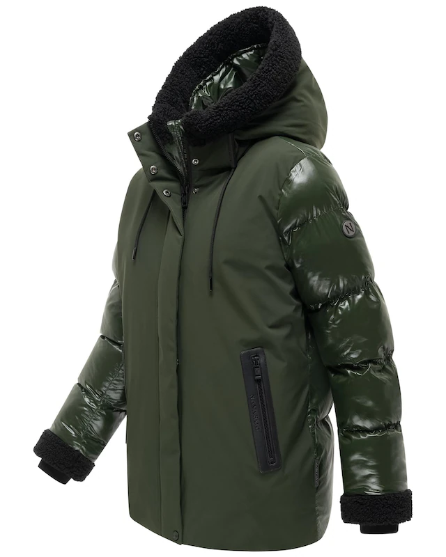 Navahoo Winterjacke »Herzschmelz 14« mit Kapuze Warme Damen Jacke mit Teddy-Kunstfell Details
