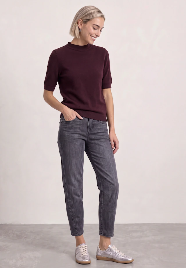 STREET ONE Kurzarmpullover mit Stehkragen