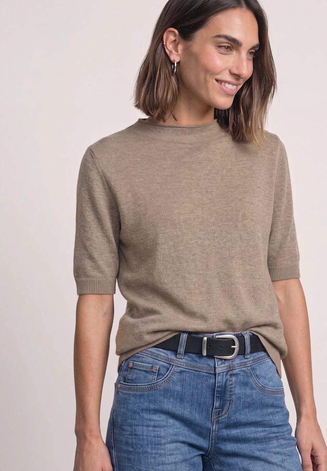 STREET ONE Kurzarmpullover mit Stehkragen