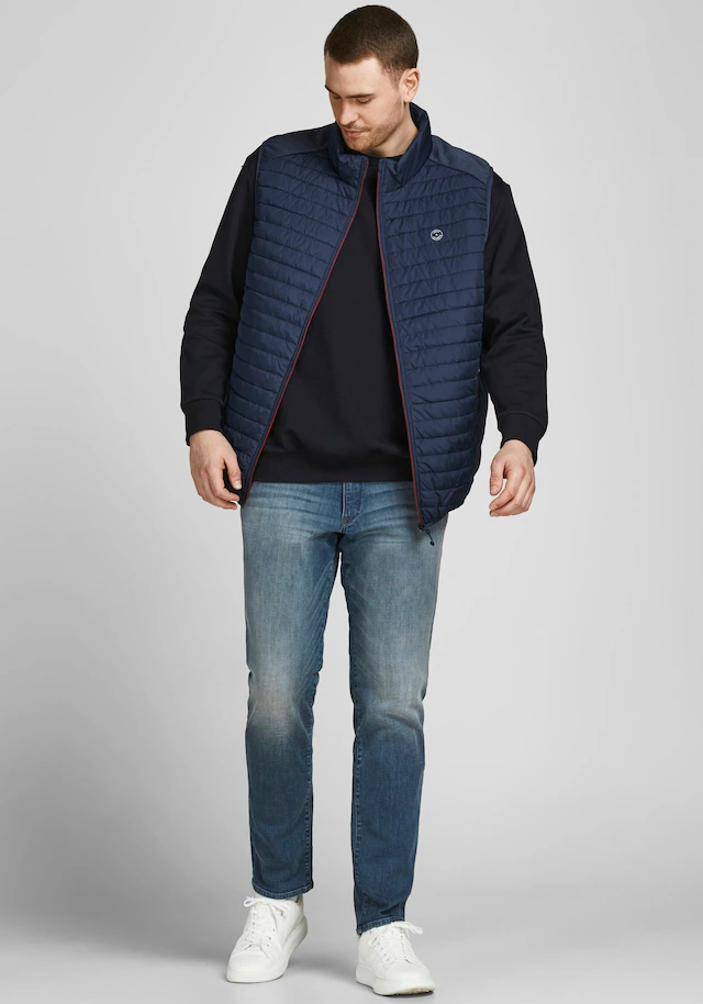 Jack & Jones PlusSize Steppweste »MULTI mit Stehkragen und normaler Form« unifarben, modisch, regular fit, Polyester, Stehkragen