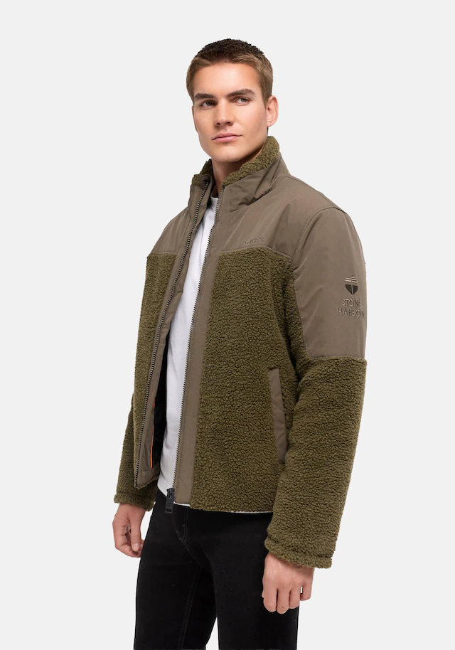 Stone Harbour Plüschjacke »Riveen XX« ohne Kapuze Warme Winterjacke mit Teddyfleece Materialmix